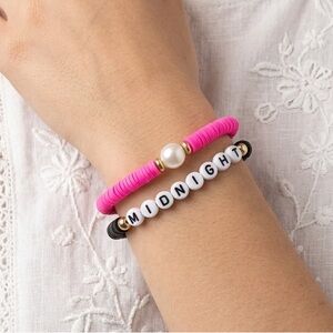 Heishi Bead Friendship Bracelet | Pink Black “Midnight” Swiftie Style